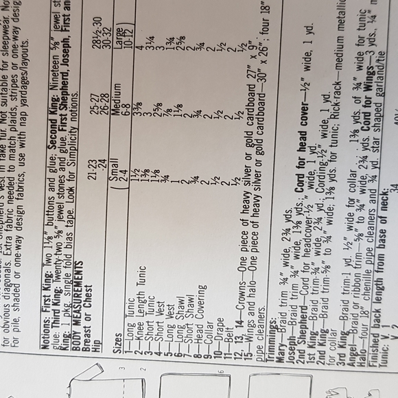 Simplicity 8276 Nativity Costumes For Kids Christmas Patterns - Picture 3 of 3